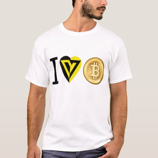 IハートBITCOIN - CYRPTOSのためのVOLUNTARYISTのTシャツ Tシャツ (正面)