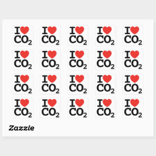 IハートCO2 - I love Carbon Dioxideステッカーシート スクエアシール