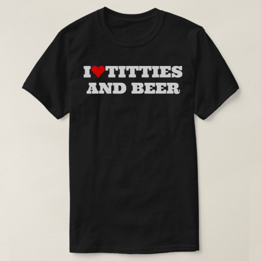 Iハートittiesとビールラブガおもしろいグスタイルラッケ Tシャツ (デザイン正面)