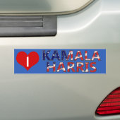 IハートKamala Harrisフラッグバンパーステッカー バンパーステッカー (車上)