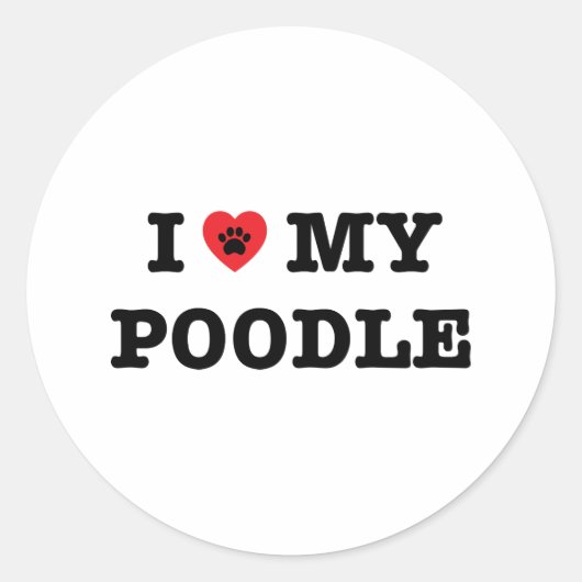 IハートMy Poodleステッカー ラウンドシール (正面)
