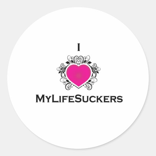 IハートMyLifeSuckersスタンプ ラウンドシール (正面)