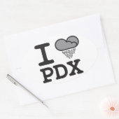IハートPDX – ハート型の雨雲 楕円形シール (封筒)