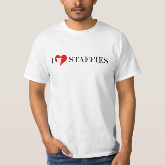 IハートStaffies -クラシックで赤い及び黒人男性 Tシャツ (正面)