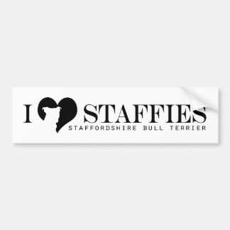 IハートStaffies -品種名前のバンパーステッカー バンパーステッカー