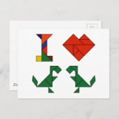 IハートTレックス(タングラムサウルスレックス) ポストカード (正面/裏面)