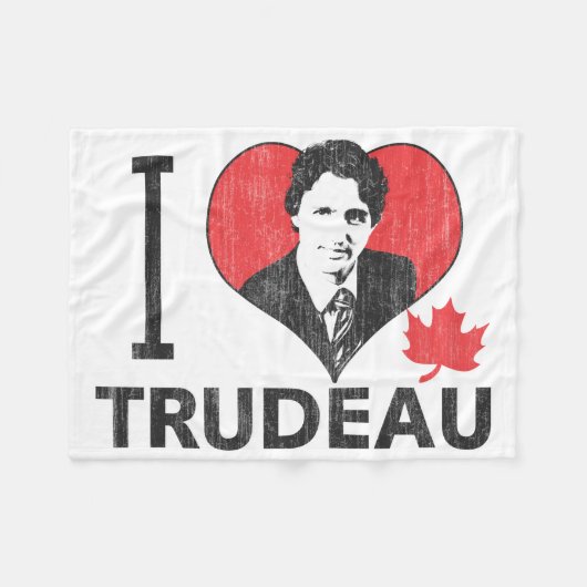 IハートTrudeau フリースブランケット (正面(横))