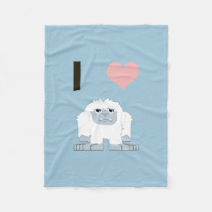 IハートYeti Cuteto Cartoon Snow Monster フリースブランケット
