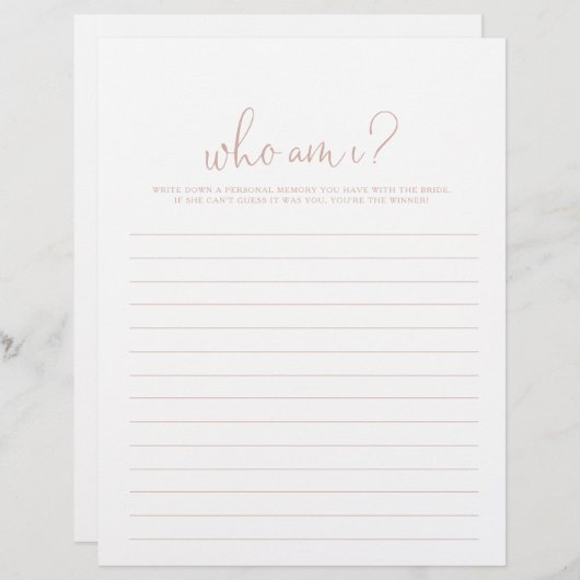 Iバラ金ゴールドスクリプトブライダルシャワーゲーム (正面/裏面)