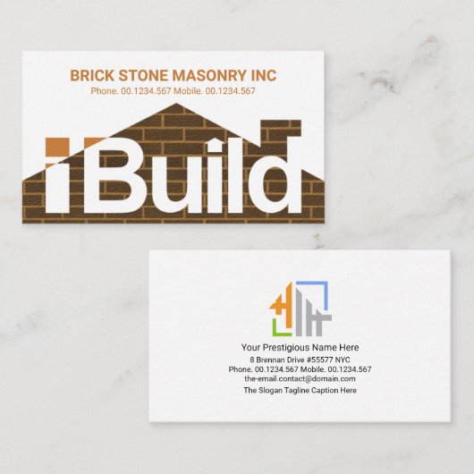 Iビルドれんが職宅手荷役請負業者 名刺 (正面/裏面)