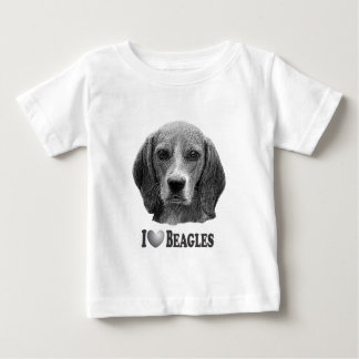 Iビーグル犬のポートレートを持つハートのビーグル犬 ベビーTシャツ