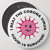 IビートコロナウイルスCovid-19生存者 缶バッジ (正面&裏面)