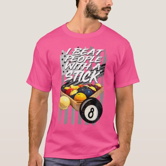 Iビート人と棒のビリヤード8ボール Tシャツ (正面)