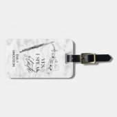 Iフルート話白黒マーブルモノグラム ラゲッジタグ (正面横)