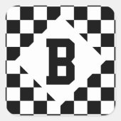 Iブリードレーシングチェック白黒市松模様にカスタム スクエアシール (正面)