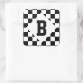 Iブリードレーシングチェック白黒市松模様にカスタム スクエアシール (バッグ)