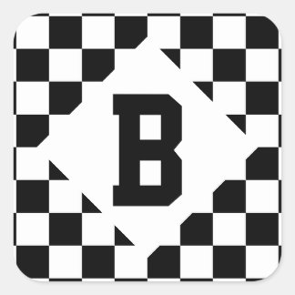 Iブリードレーシングチェック白黒市松模様にカスタム スクエアシール