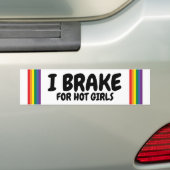 Iブレーキ熱い女の子のためのレインボープライドゲイテーマ バンパーステッカー (車上)