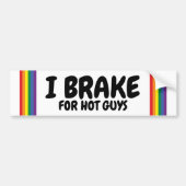 Iブレーキ熱い男のためのレインボープライドゲイテーマ バンパーステッカー (正面)