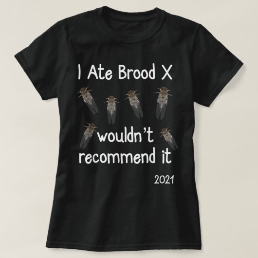 Iブロッ食べドXセミおもしろいダアパレル Tシャツ (デザイン正面)