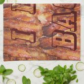 Iベーコ食べン文字背景 キッチンタオル (折り畳み)