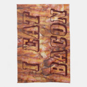 Iベーコ食べン文字背景 キッチンタオル (縦)