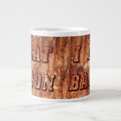 Iベーコ食べン文字背景 ジャンボコーヒーマグカップ (正面)