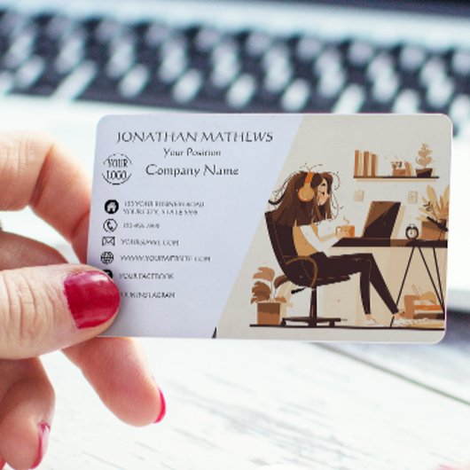 Iモダン Girl Working 名刺