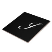 Iモノグラムイニシャルホワイトオンブラック タイル (側面)