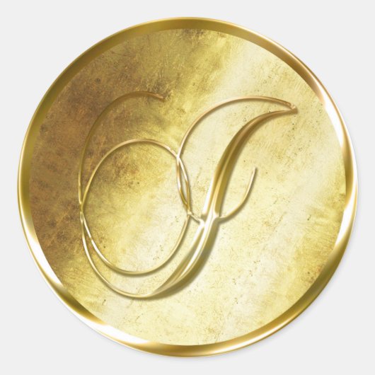 Iモノグラムフェイク金ゴールド封筒用シールシール ラウンドシール (正面)