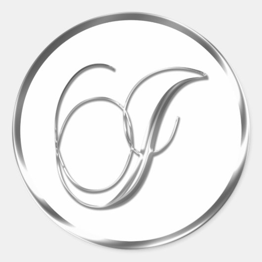 Iモノグラム銀フェイクの封筒または好意の印 ラウンドシール (正面)