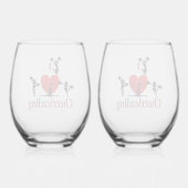 Iユニークハートチアリーティング ステムなしワイングラス (裏面)