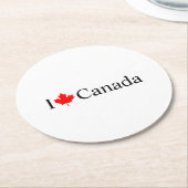 Iラブカナダタイポグラフィと赤いメープルリーフパーティー ラウンドペーパーコースター (アングル)