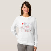 Iラブベラルーシ民族衣装フォークTシャツトップ Tシャツ (正面フル)