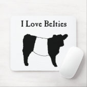 Iラブベルティーズ – 白黒ベルテッドガロウェイ牛 マウスパッド (マウス)