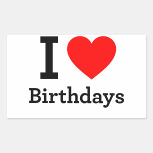 Iラブ誕生日 長方形シール