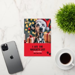 Iリス食べトPet写真クリスマス赤い休日 箔グリーティングカード