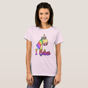 Iレインボー信じおもしろいユニコーンの漫画 Tシャツ