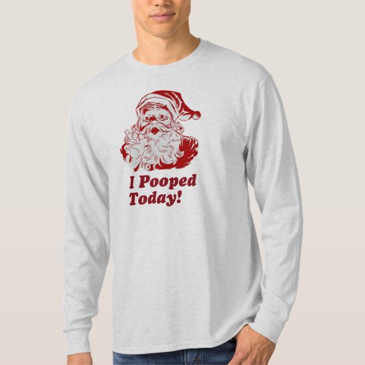 I今日Poopedサンタの男性   Long-sleeved長袖シャツ Tシャツ (正面)