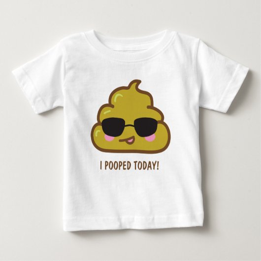 I今日POOPED! おもしろTシャツ ベビーTシャツ (正面)