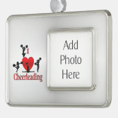 I個人的な写真とチアリーダーをするハート シルバープレートフレームオーナメント (左)