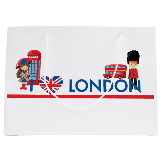 I公衆電話ボックスのバスおよび多くのハートロンドン ラージペーパーバッグ (正面)