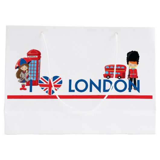 I公衆電話ボックスのバスおよび多くのハートロンドン ラージペーパーバッグ (裏面)