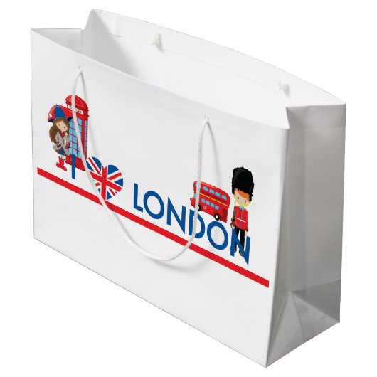 I公衆電話ボックスのバスおよび多くのハートロンドン ラージペーパーバッグ (裏面アングル)