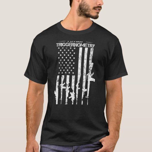 I勉強トリガーノメトリおもしろい- Gun Flag Pro Guns - Tシャツ (正面)