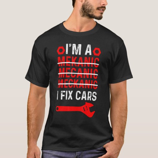 I固定カーガレージ整備士自動車整備士車Mec Tシャツ (正面)
