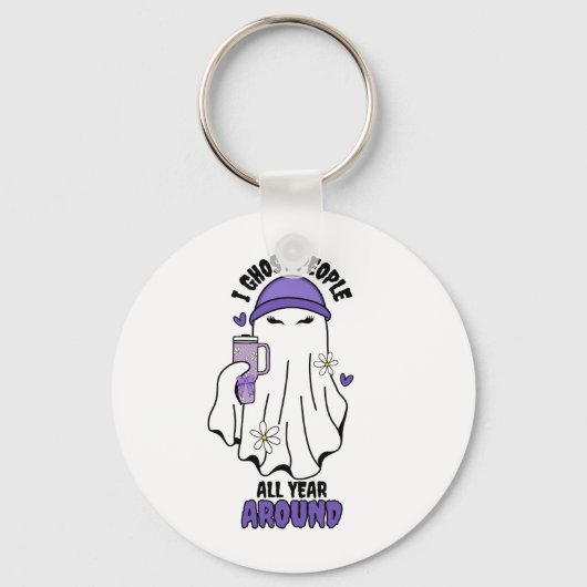 I幽霊ピープルのまわりにおもしろい幽霊紫 キーホルダー (裏面)