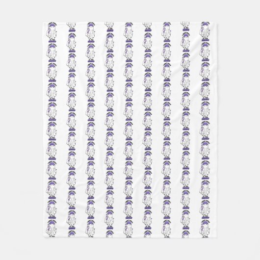 I幽霊ピープルのまわりにおもしろい幽霊紫 フリースブランケット (正面)