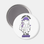 I幽霊ピープルのまわりにおもしろい幽霊紫 マグネット (正面/裏面)