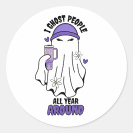 I幽霊ピープルのまわりにおもしろい幽霊紫 ラウンドシール